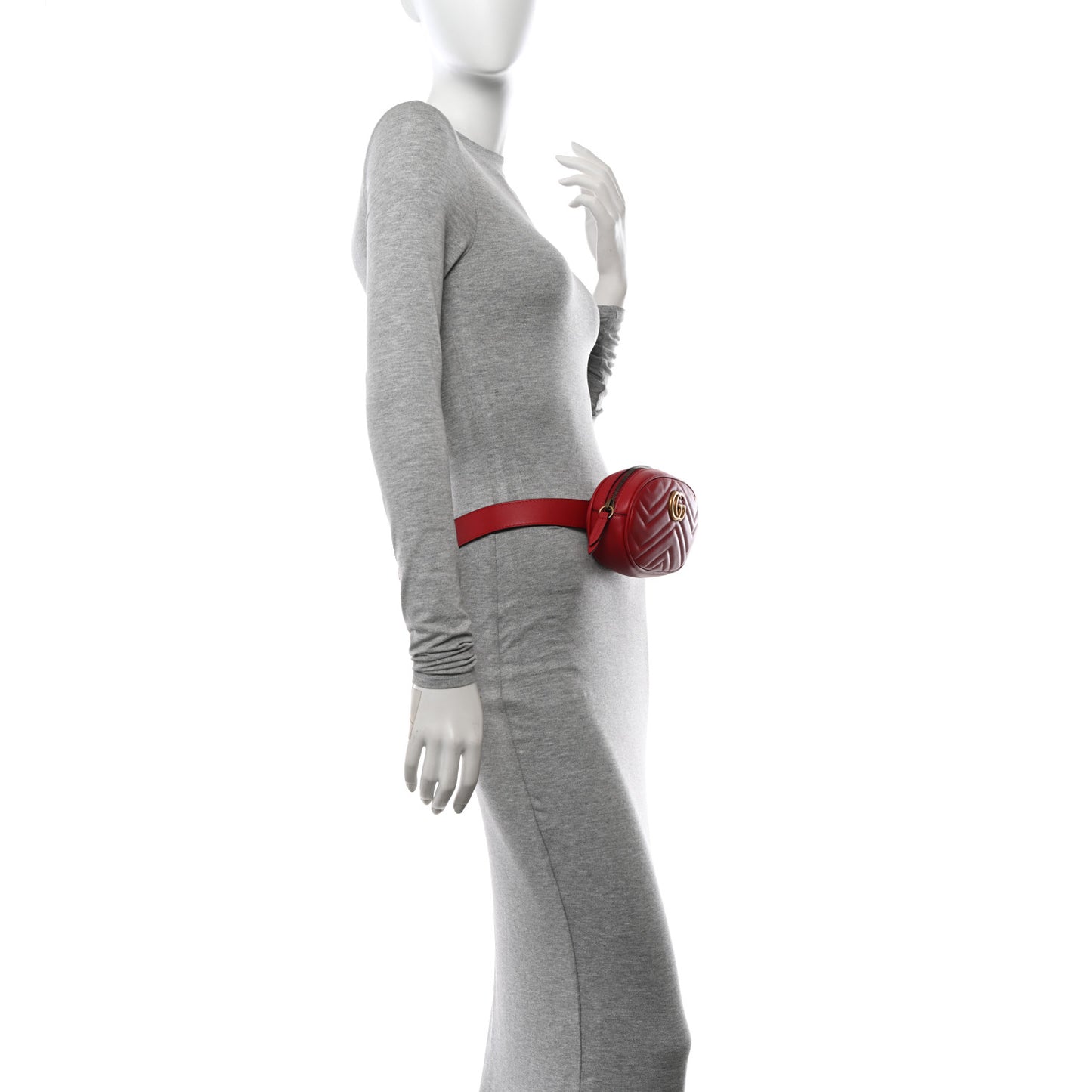 Calfskin Matelasse GG Marmont Belt Bag 95 38 Hibiscus Red
