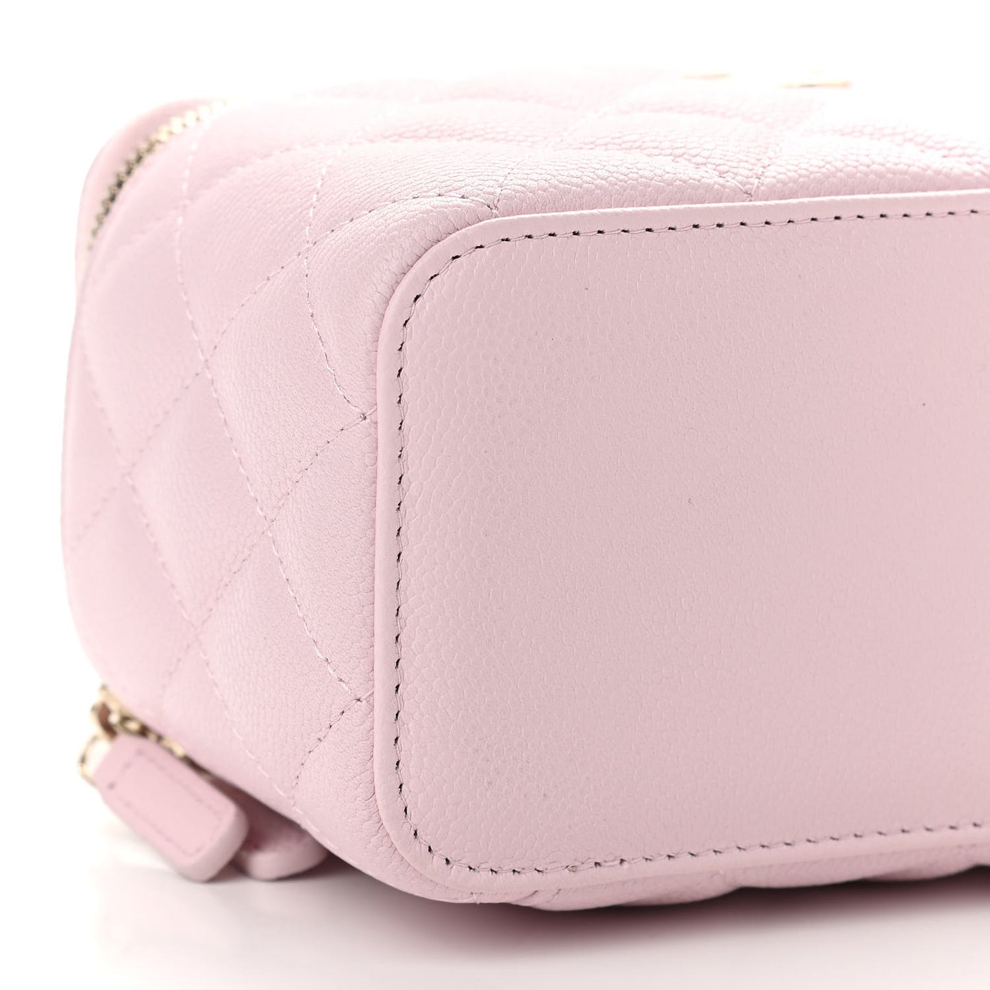 Caviar Quilted Small Tiny CC Vanity Case With Chain Light Pink