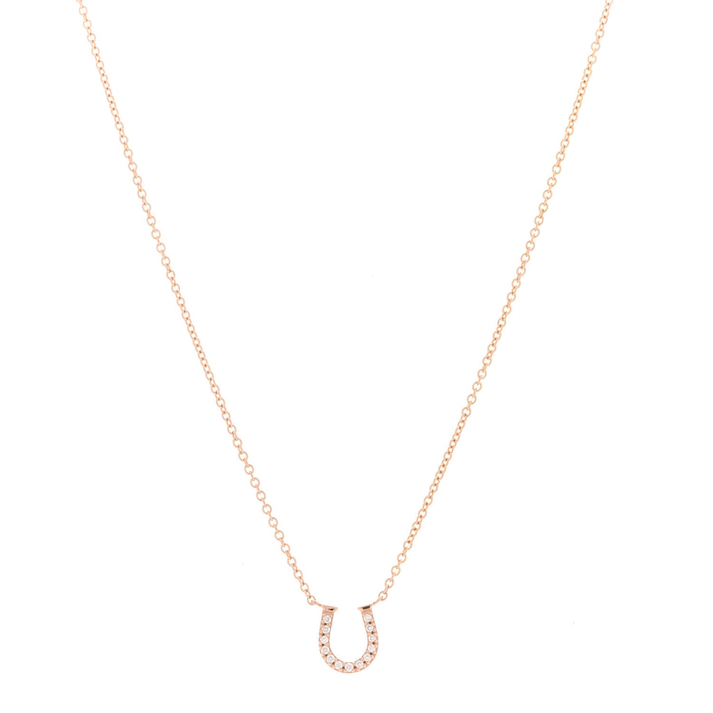 18K Rose Gold Diamond Mini Metro Horseshoe Pendant Necklace