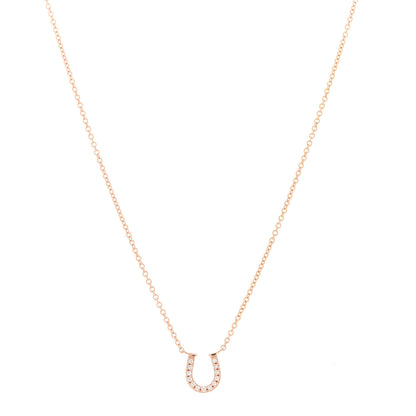 Tiffany 18K Rose Gold Diamond Mini Metro Horseshoe Pendant Necklace 1 of 4
