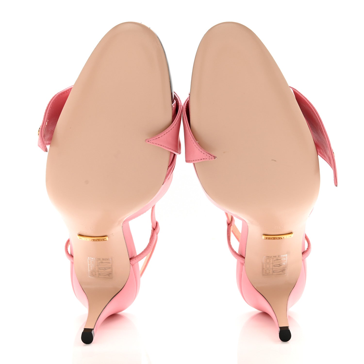 Gucci Nappa Bow Ankle Strap Platform Sandals 38 Butterfly Pink 5 of 10