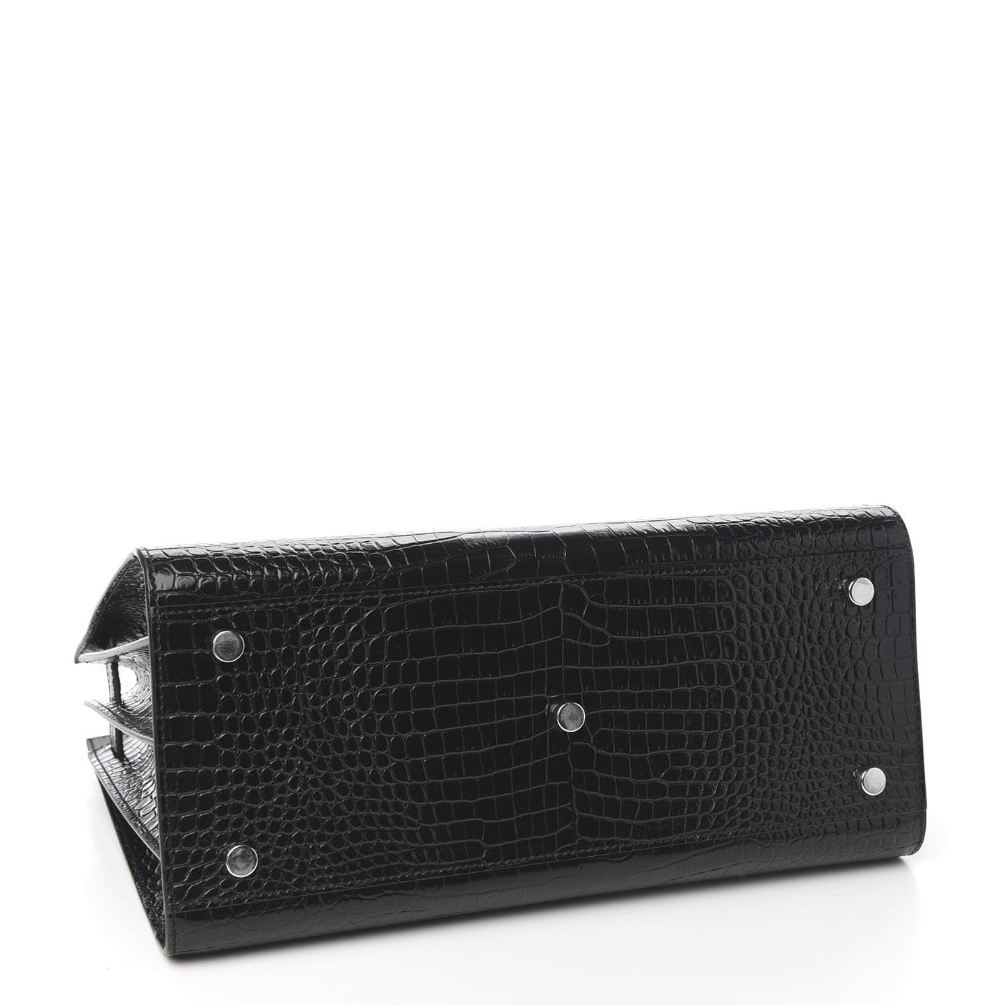 Calfskin Crocodile Embossed Small Sac de Jour Black