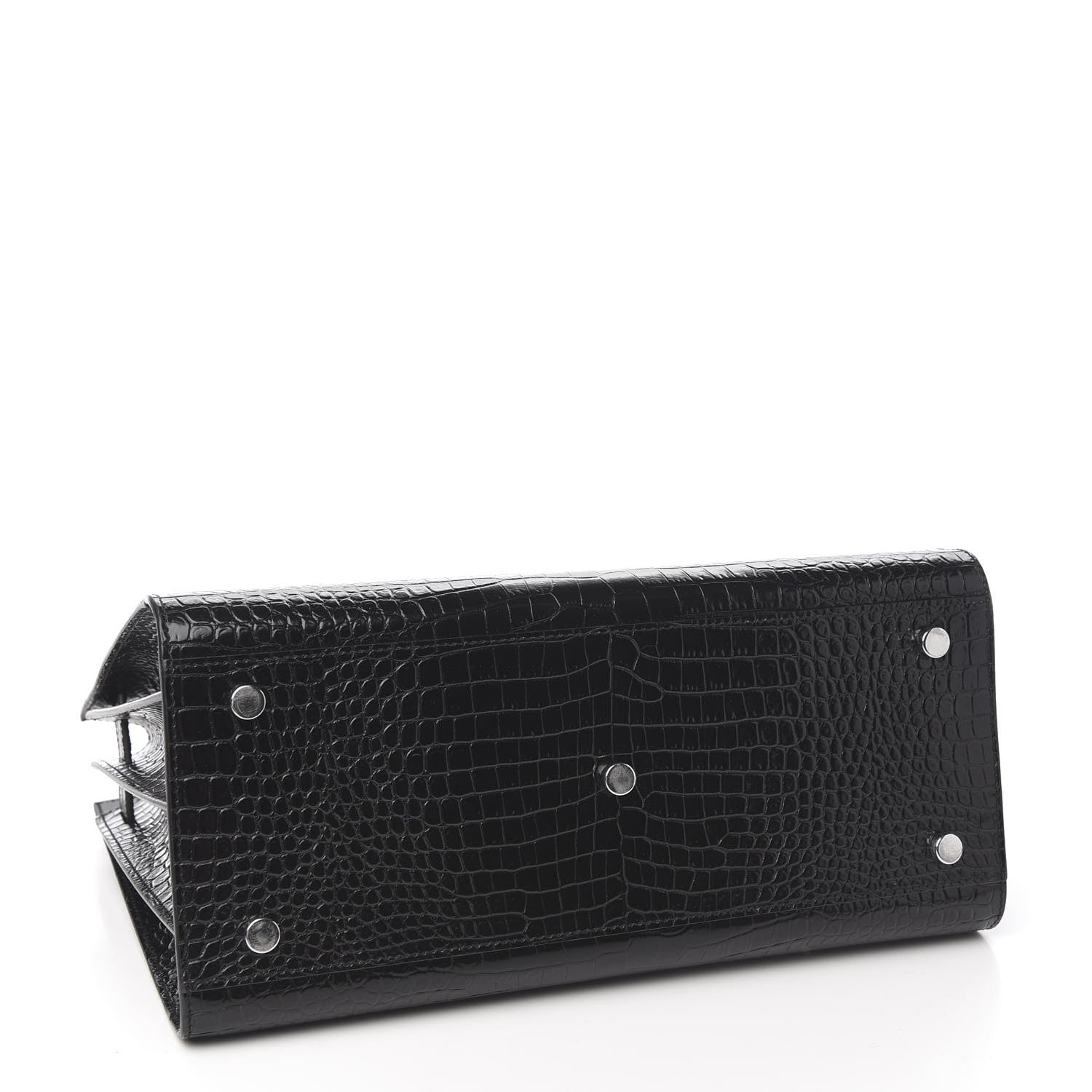 Saint Laurent Calfskin Crocodile Embossed Small Sac de Jour Black 3 of 8