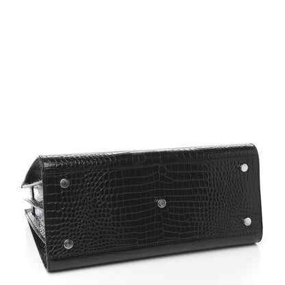 Saint Laurent Calfskin Crocodile Embossed Small Sac de Jour Black 3 of 8