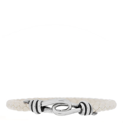 Tiffany Sterling Silver Leather Paloma Picasso Knot Single Braid Bracelet White 1 of 3