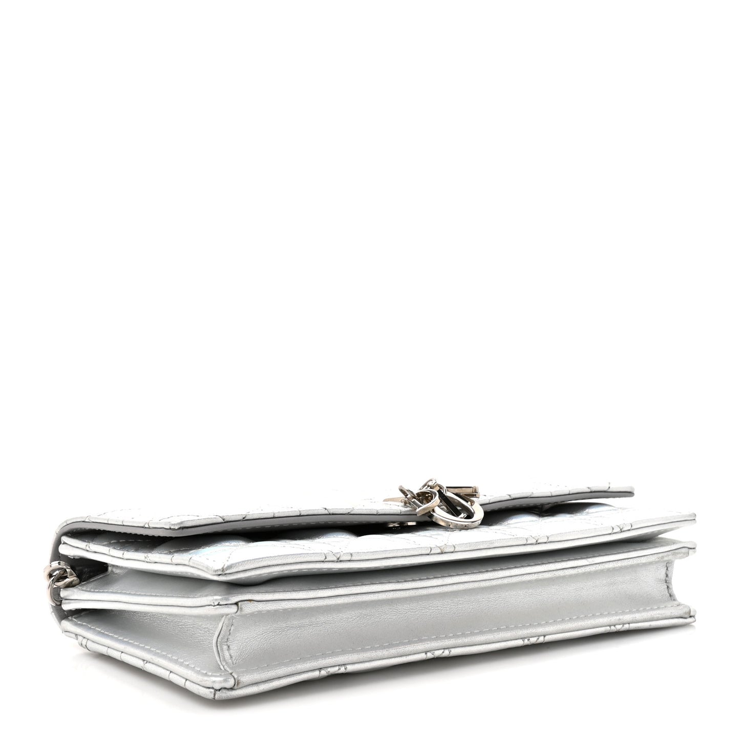 Iridescent Metallic Lambskin Cannage Mini My Dior Bag Silver
