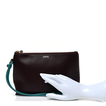 Loewe Shiny Nappa Calfskin Flamenco Knot Pouch Burgundy Emerald 2 of 7