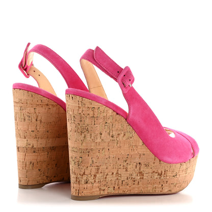 Christian Louboutin Suede Cork Reine De Liege 120 Wedges 38 Pinup 5 of 9