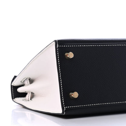 Hermes Epsom Bi-Color Horseshoe Kelly Sellier 25 Black White 7 of 8