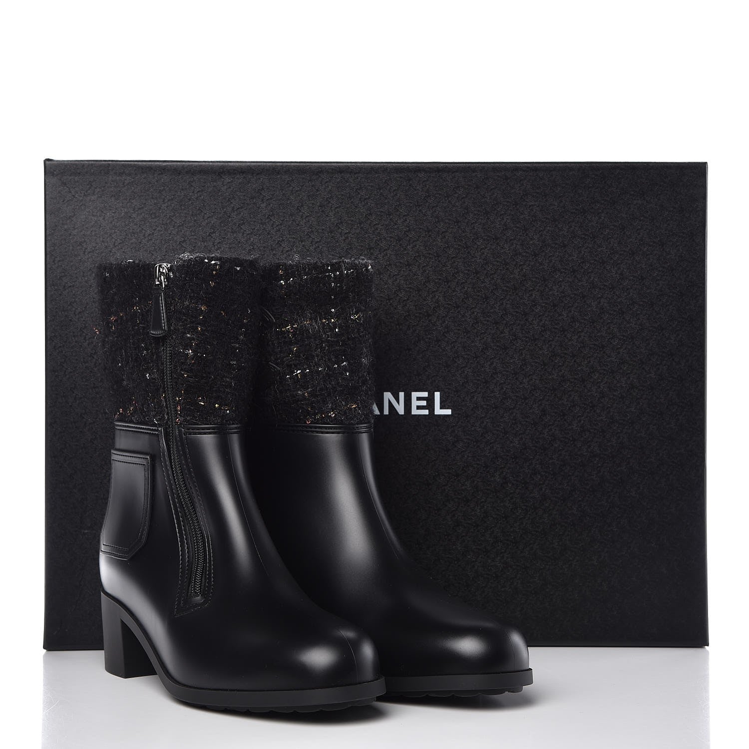 Chanel PVC Tweed High Boots 41 Black 9 of 9