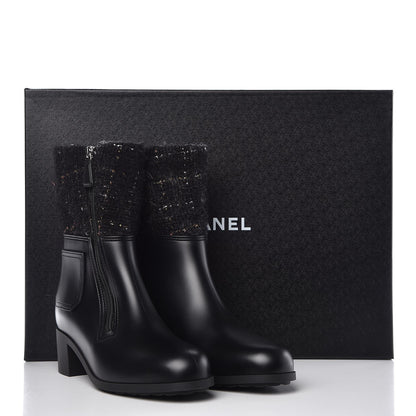 Chanel PVC Tweed High Boots 41 Black 9 of 9