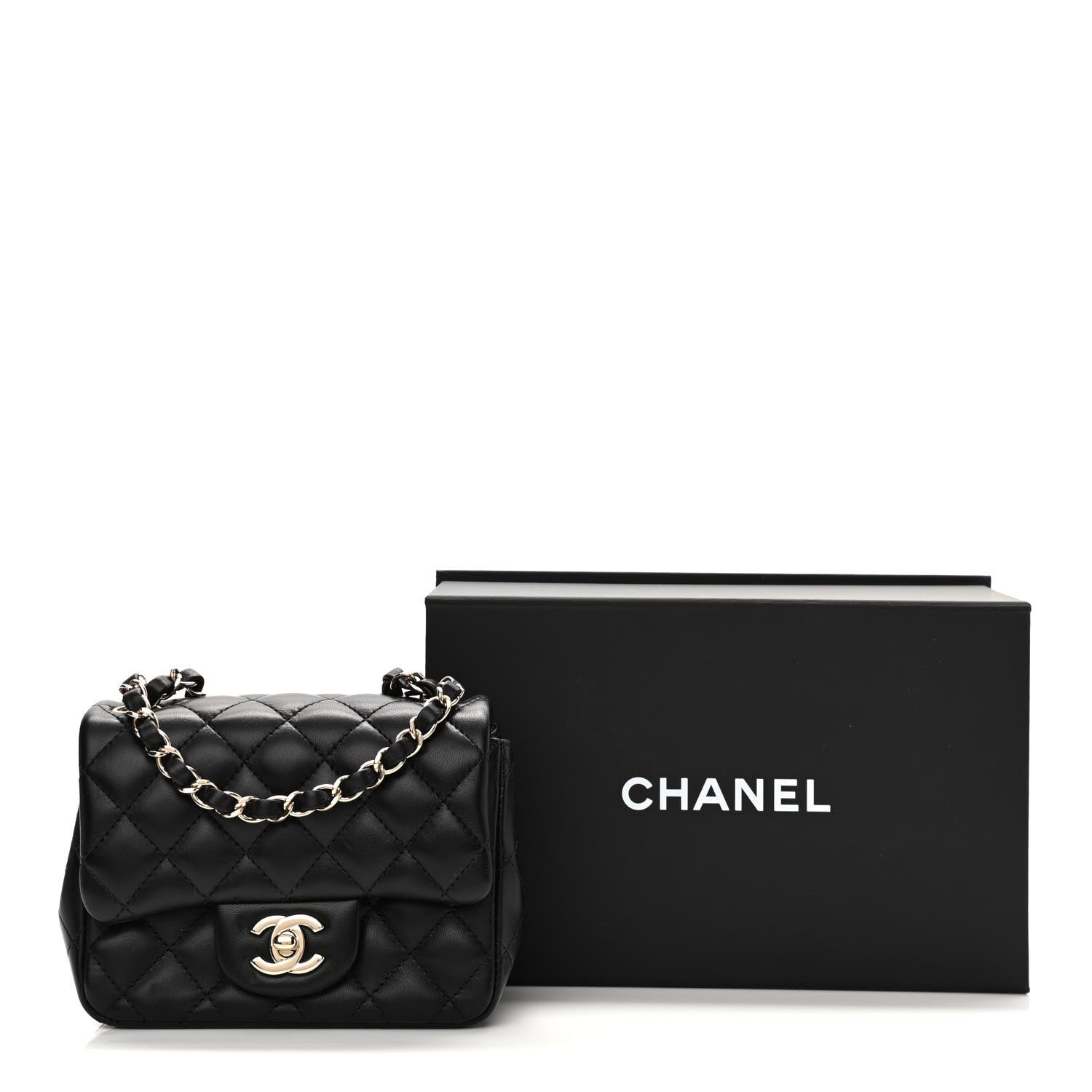 Chanel Lambskin Quilted Mini Square Flap Black 11 of 11