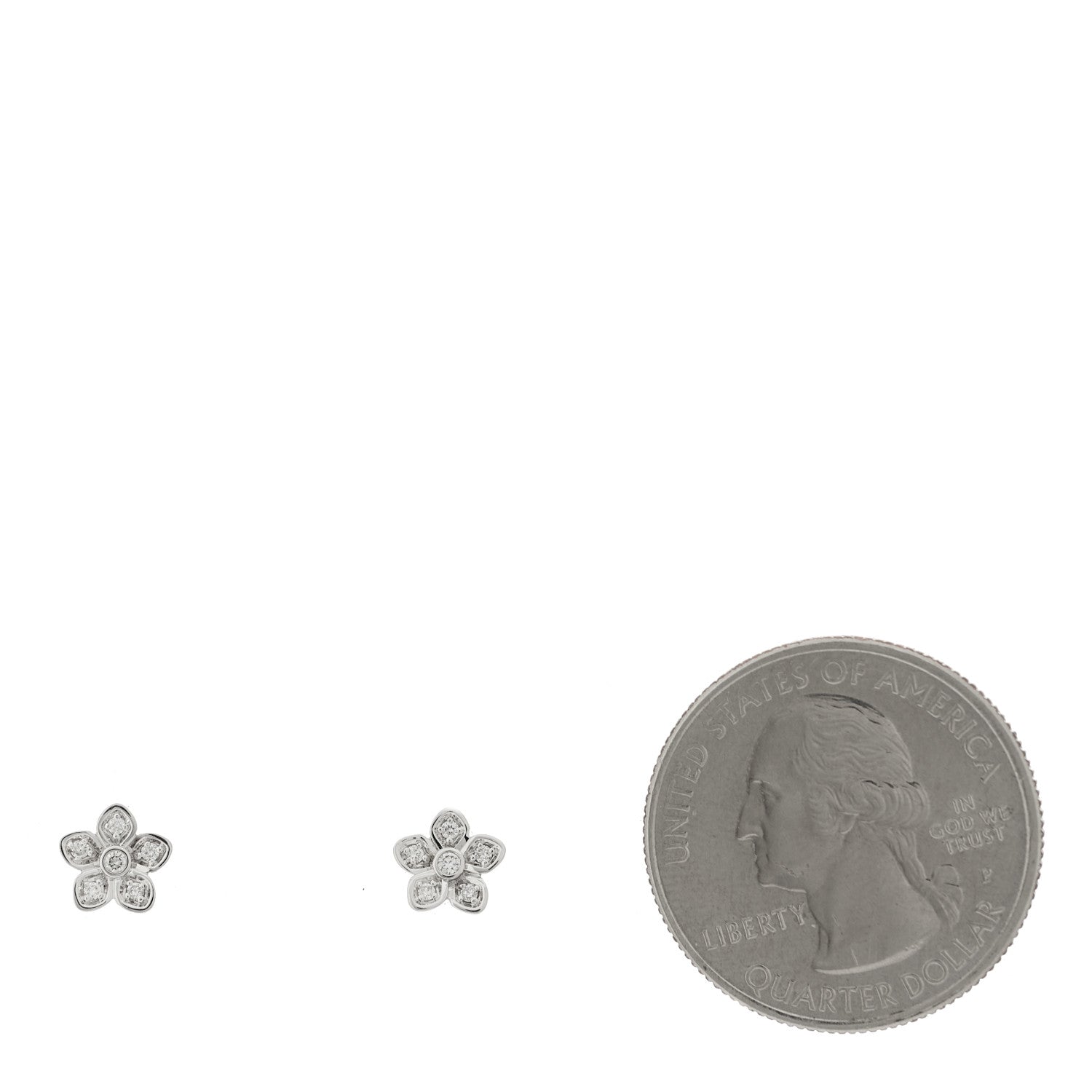 Graff 18K White Gold Diamond Petite Pave Flower Earrings 2 of 5