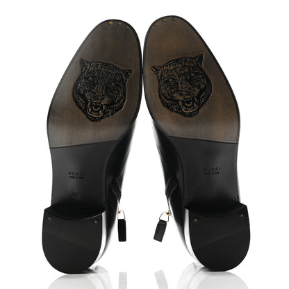 Gucci Goatskin Kitten Chain Horsebit Ankle Boots 40 Black 5 of 11
