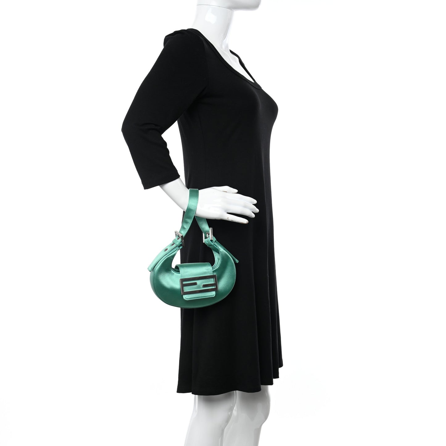 Silk Satin Mini Cookie Hobo Bag Spring Turquoise