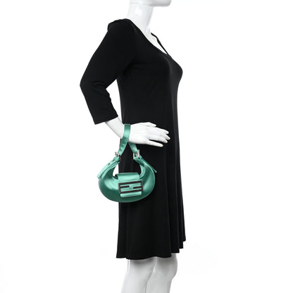 Fendi Silk Satin Mini Cookie Hobo Bag Spring Turquoise 2 of 10