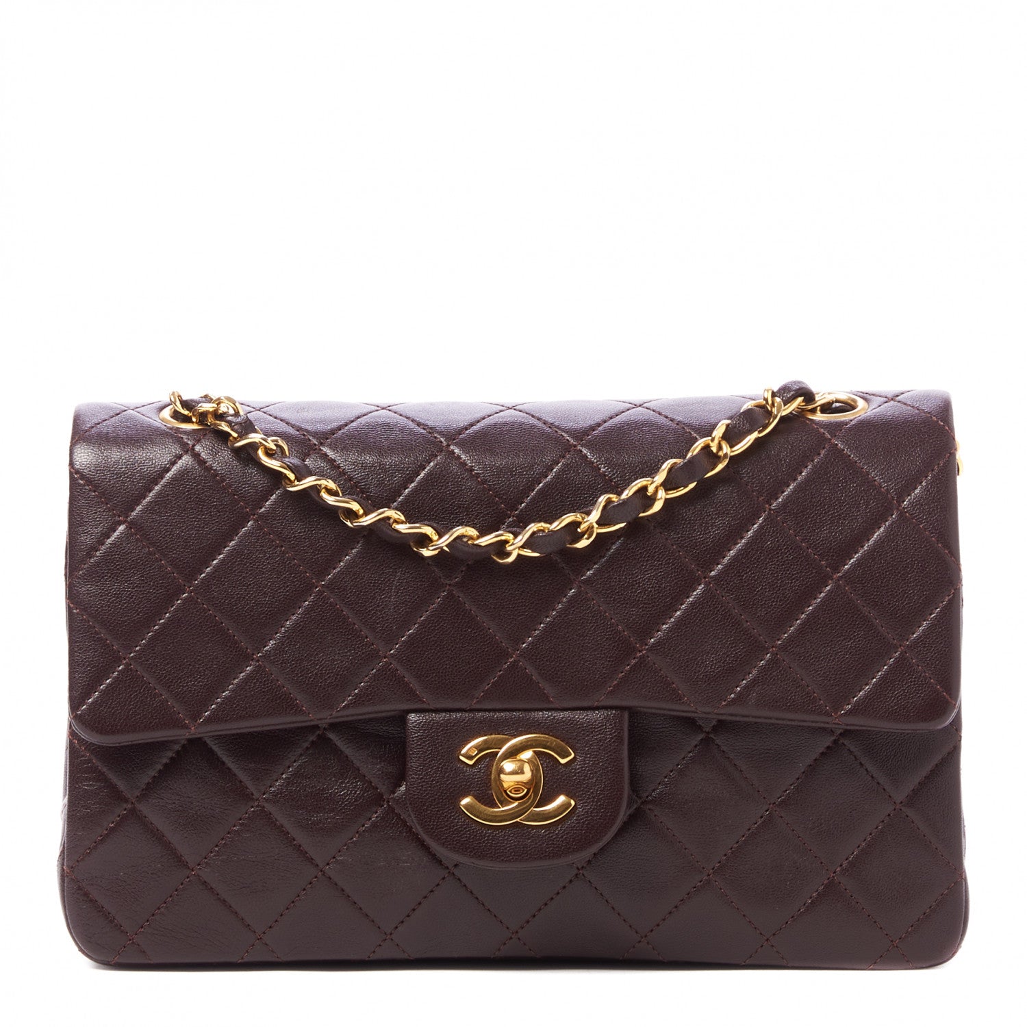 Chanel Lambskin Quilted Small Double Flap Burgundy 1 of 9
