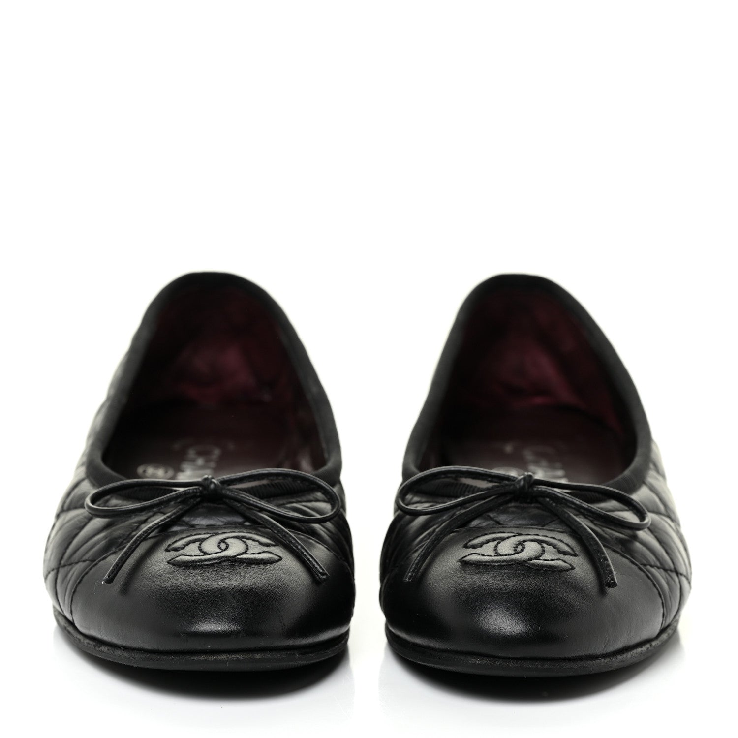 Chanel Aged Calfskin Quilted Cap Toe Ballerina Flats 35.5 Black 2 of 19