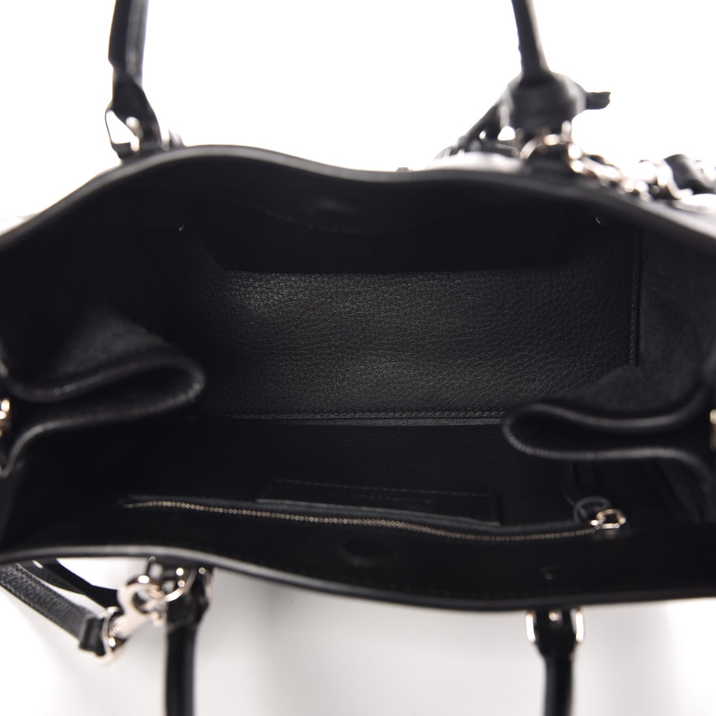 Grained Calfskin Papier Mini A4 Zip Around Tote Black