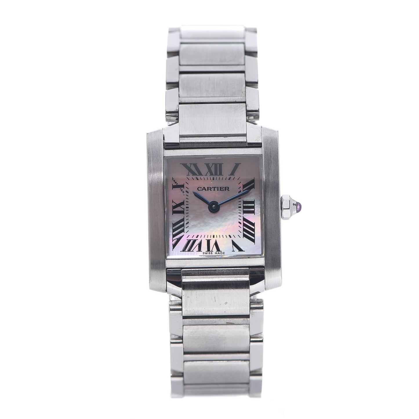 Stainless Steel Pink Mother of Pearl 20mm Tank Francaise Quartz Watch