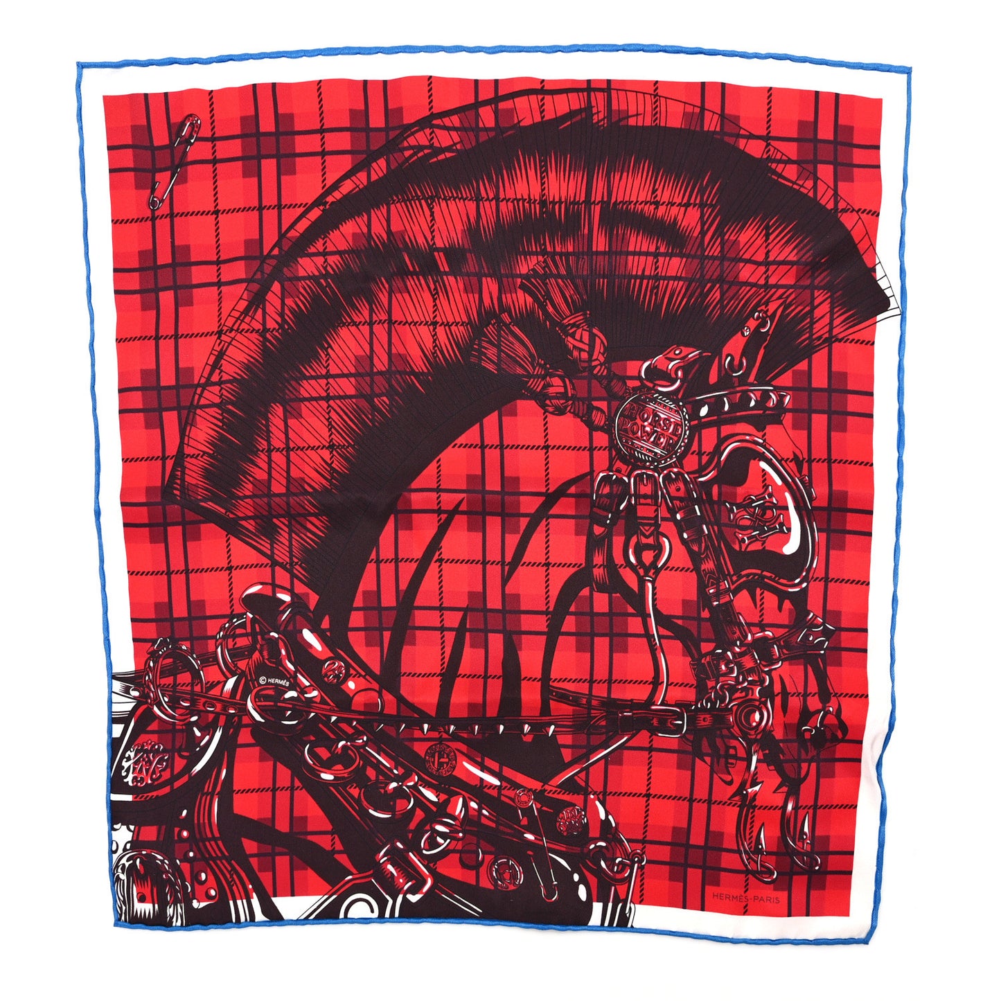 Silk Cheval Punk Pocket Square Rouge Black