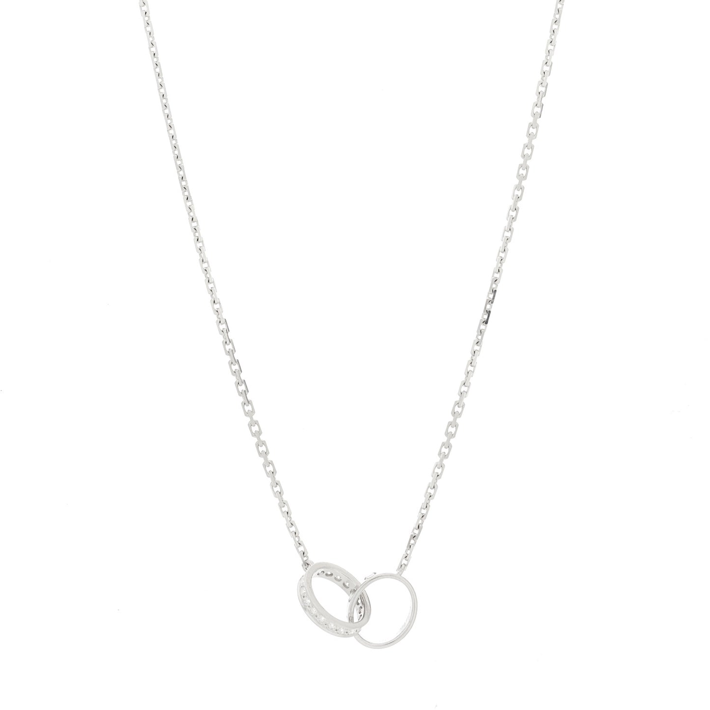 18K White Gold Diamond Interlocking LOVE Necklace