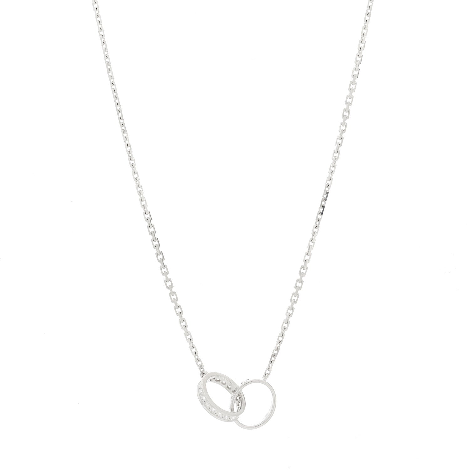 Cartier 18K White Gold Diamond Interlocking LOVE Necklace 1 of 9