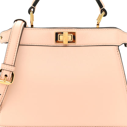 Fendi Vitello Seta Shiny Nappa Plexiglass Petite Peekaboo I SEE U Satchel Poudre 8 of 10