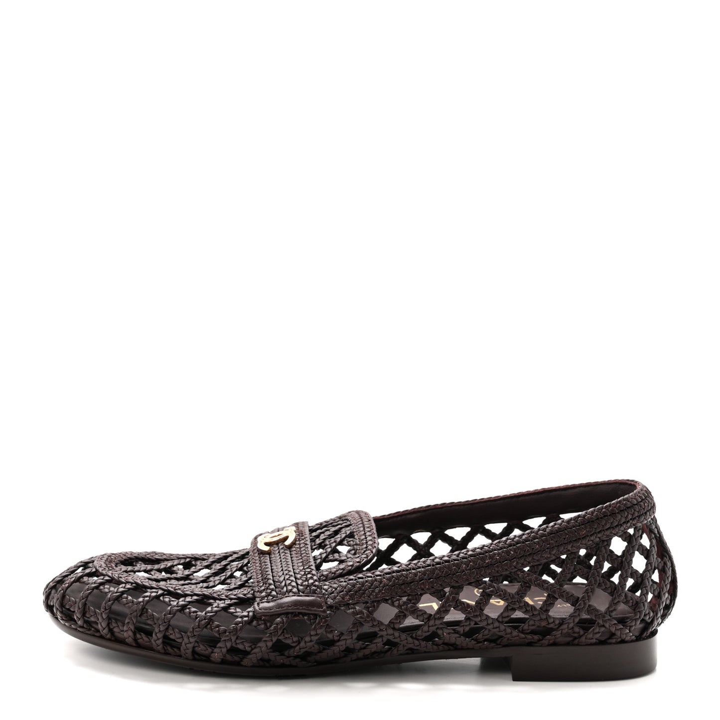 Braided Lambskin CC Mocassin Loafers 39 Burgundy