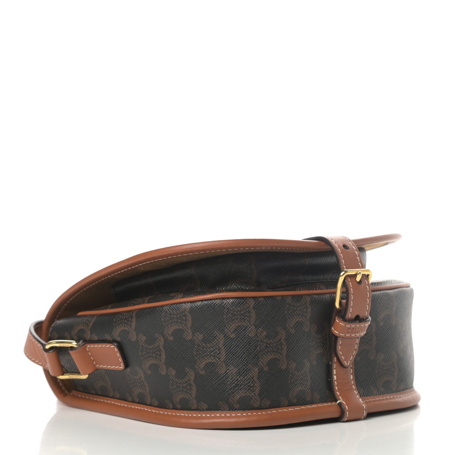 Celine Triomphe Canvas Medium Folco Bag Tan 4 of 10
