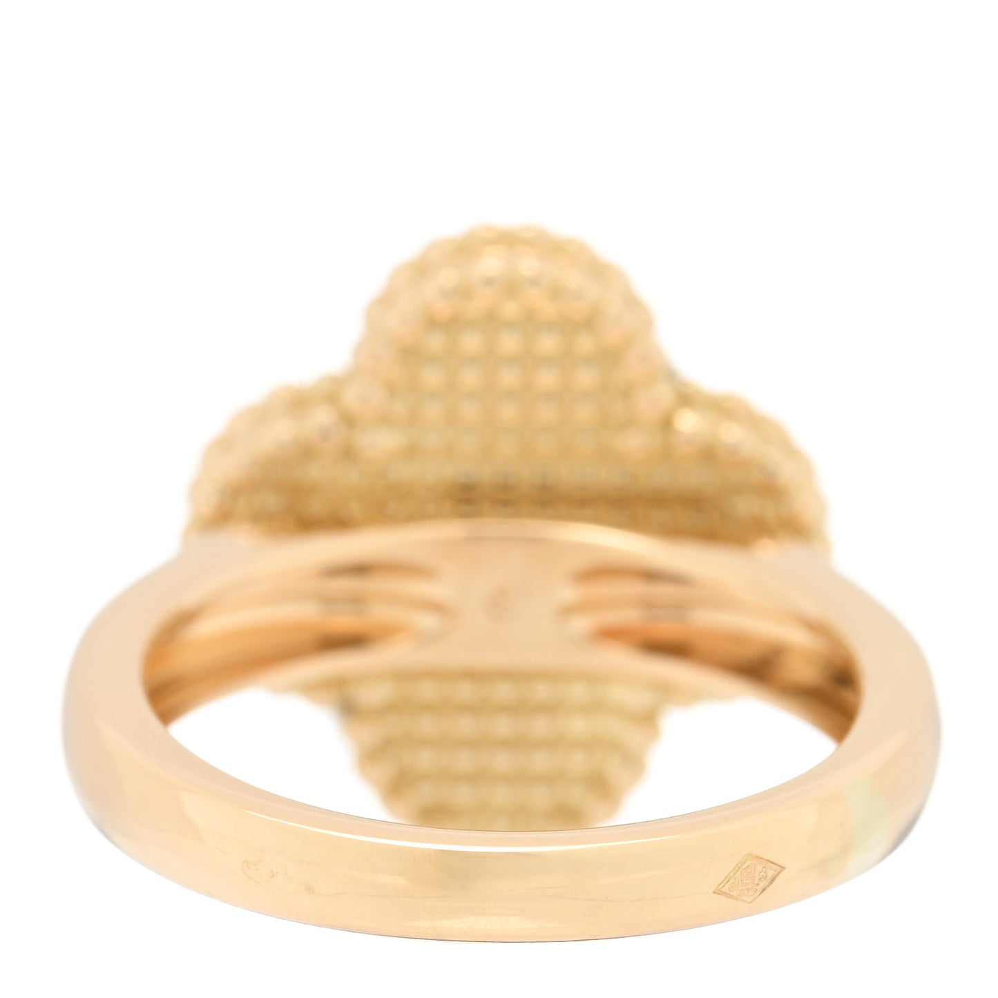 18K Yellow Gold Black Onyx Diamond Vintage Alhambra Ring 49 4.75