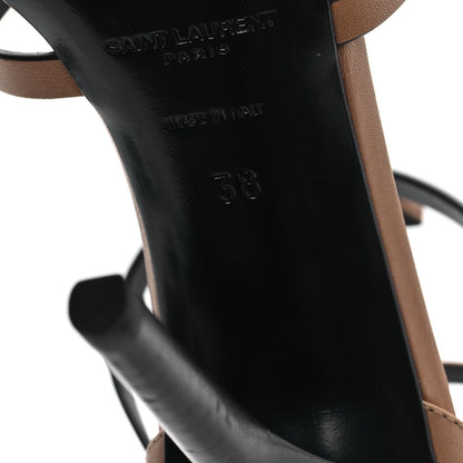 Saint Laurent Calfskin Cassandra 100 Sandals 38 Gold Brown 7 of 10