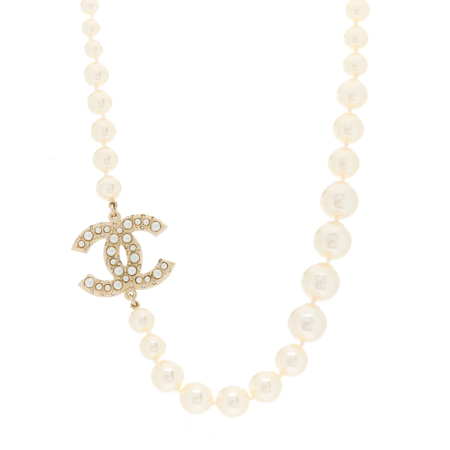 Pearl CC 100th Anniversary Necklace Light Gold