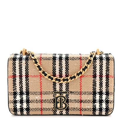 Burberry Calfskin Boucle Check Small Lola Chain Bag Archive Beige 1 of 11