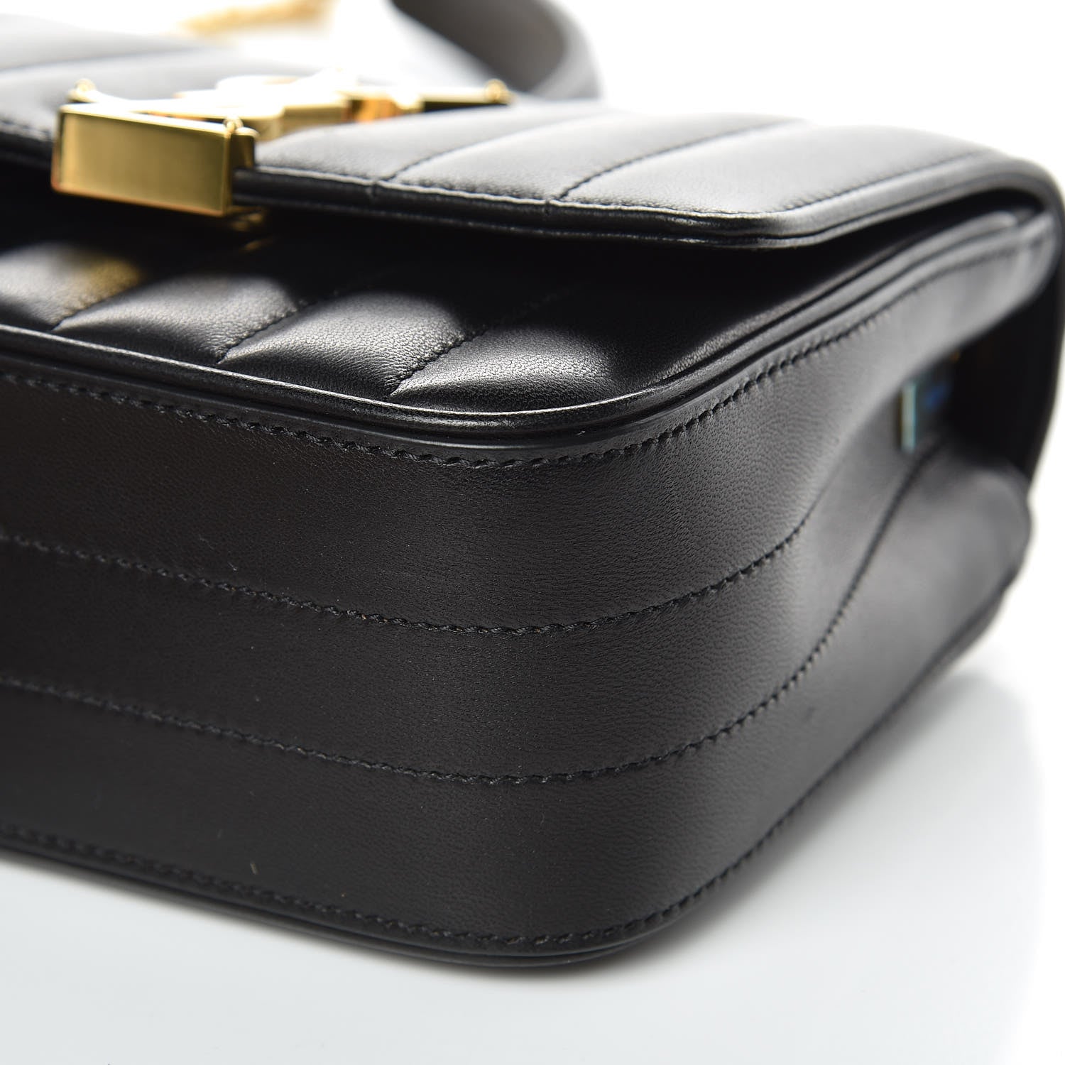 Saint Laurent Lambskin Matelasse Monogram Small Vicky Chain Bag Black 6 of 11