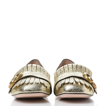 Gucci Galassia GG Marmont Fringe Flats 36.5 Platino 2 of 21