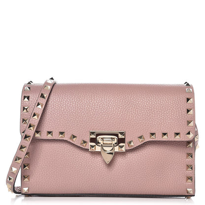 Valentino Garavani Pebbled Calfskin Medium Rockstud Flip Lock Crossbody Bag Water Rose 1 of 7