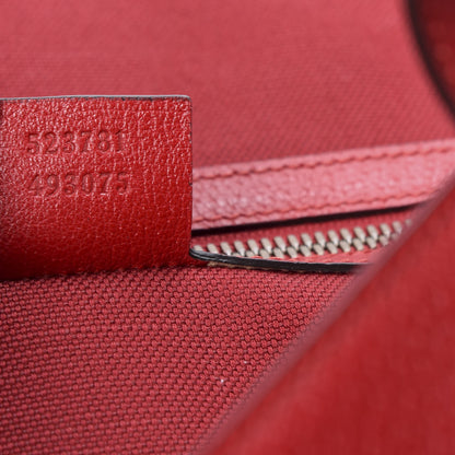 Gucci Canvas Calfskin Sylvie Stripe Logo Mens Tote Red White Blue 8 of 9