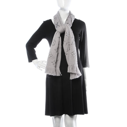 Louis Vuitton Wool Silk Logomania Scarf Pearl Grey 2 of 5