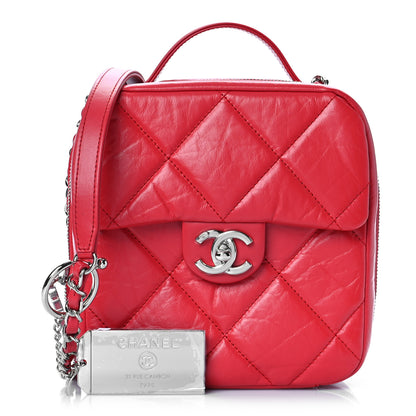 Chanel Aged Calfskin Quilted Top Handle Camera Case Red 1 of 9