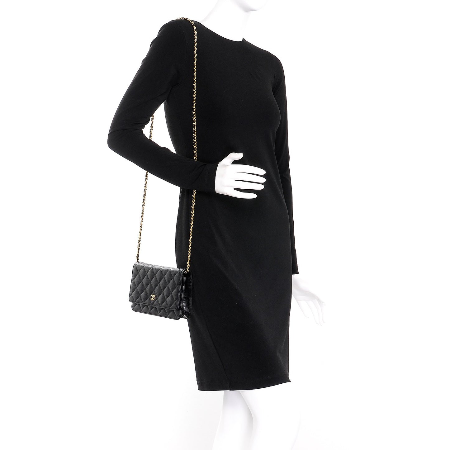 Caviar Quilted Wallet On Chain WOC Black