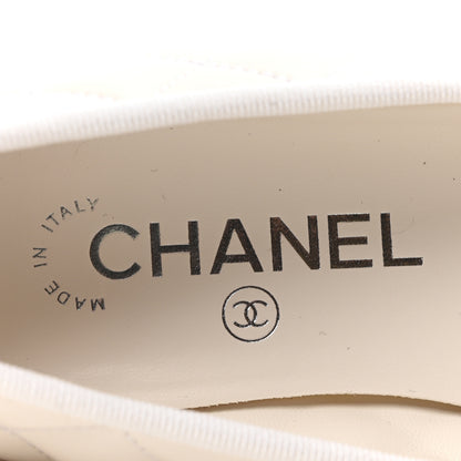 Chanel Canvas Lambskin Quilted CC Cap Toe Ballerina Flats 36 White Black 8 of 9