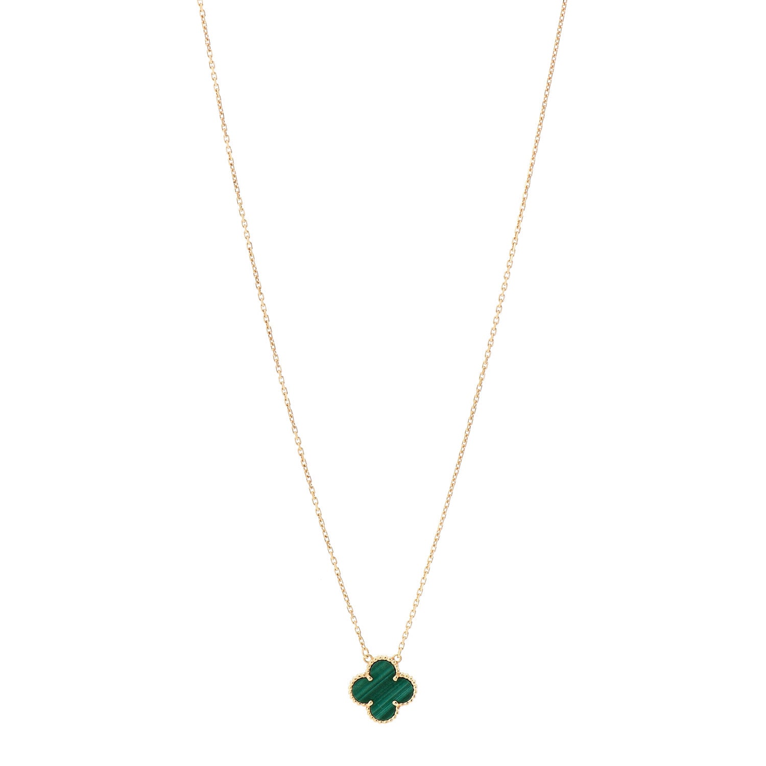Van Cleef & Arpels 18K Yellow Gold Malachite Vintage Alhambra Pendant Necklace 1 of 6