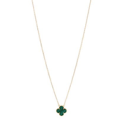 Van Cleef & Arpels 18K Yellow Gold Malachite Vintage Alhambra Pendant Necklace 1 of 6