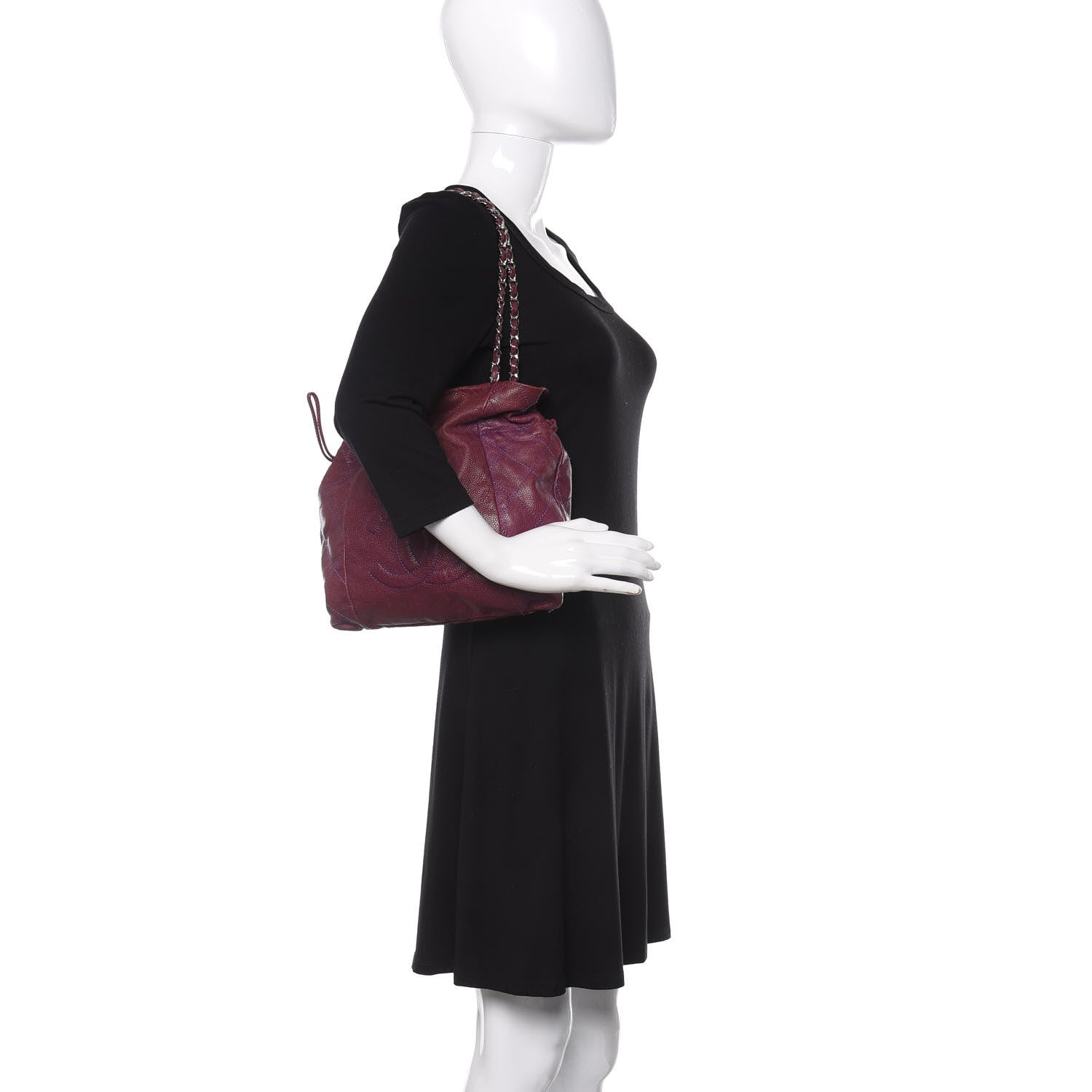 Chanel Caviar 31 Drawstring Tote Burgundy 2 of 12