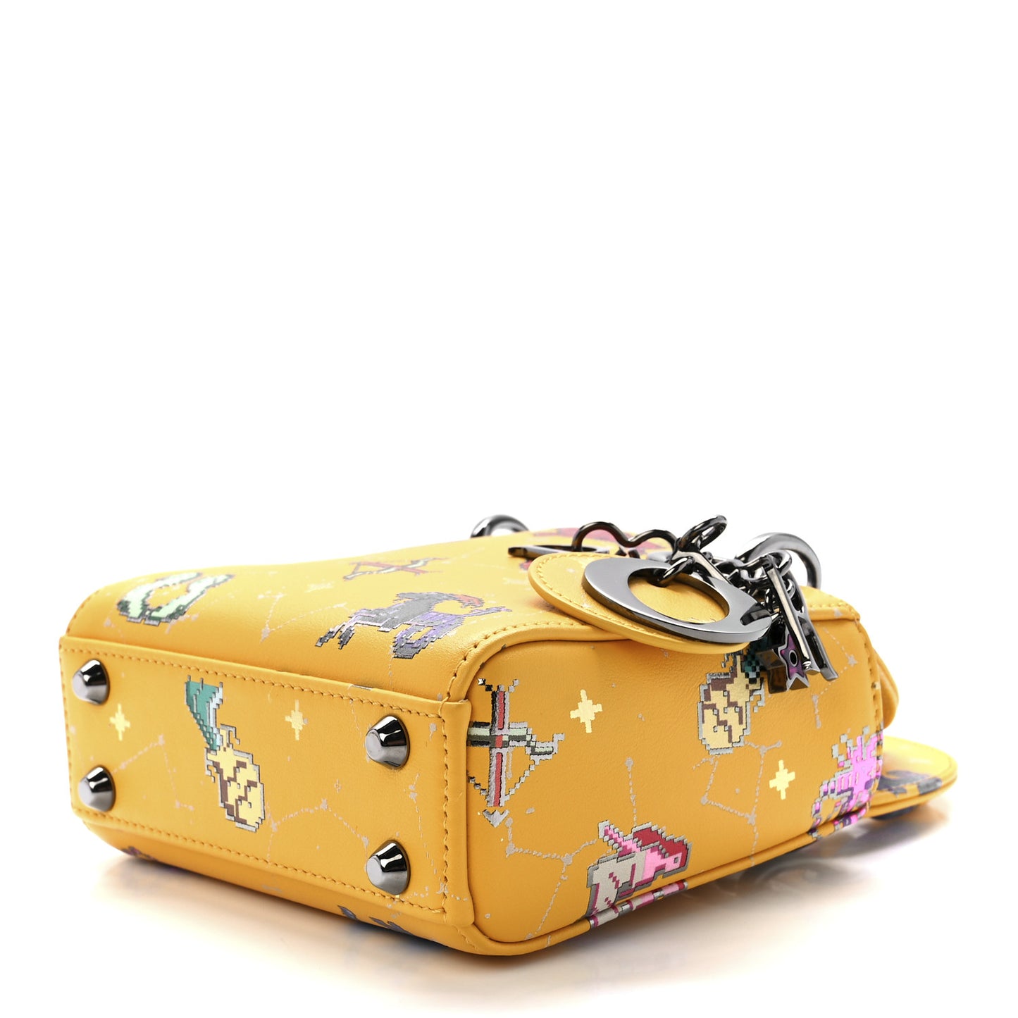 Calfskin Pixel Zodiac Micro Lady Dior Yellow Multicolor