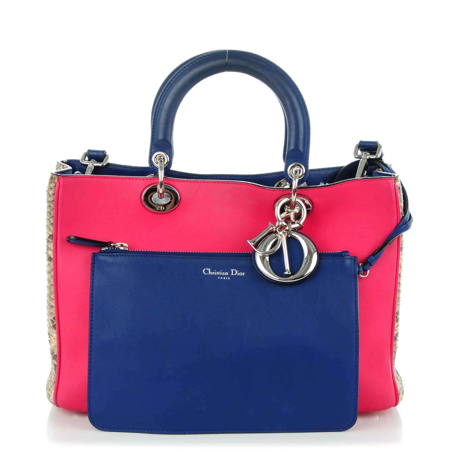 Christian Dior Calfskin Python Medium Diorissimo Fuchsia 1 of 9