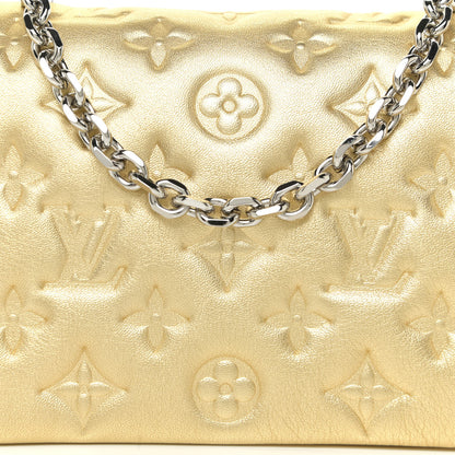 Louis Vuitton Metallic Lambskin Embossed Monogram Pochette Coussin Gold 9 of 10