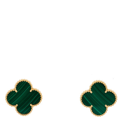 Van Cleef & Arpels 18K Yellow Gold Malachite Magic Alhambra Earrings 1 of 5