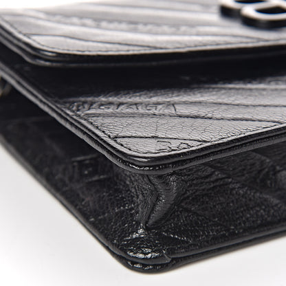 Balenciaga Shiny Goatskin Logo Embossed Monochrome BB Wallet On Chain Black 11 of 12